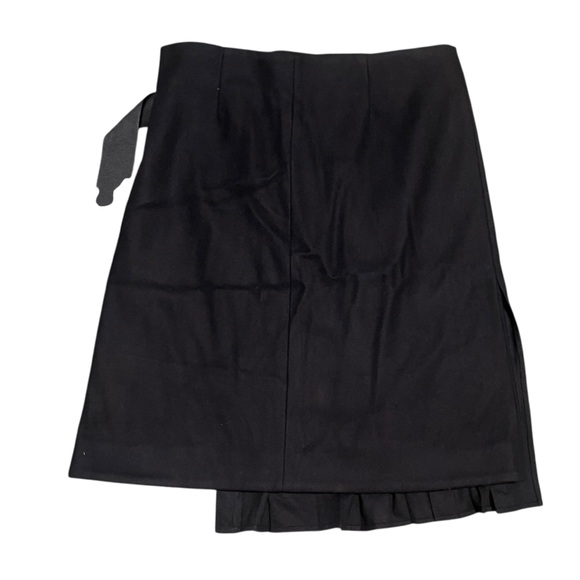 COS Belted Black Wool Pleated Wrap Skirt Size 6/8 Dark Academia Fall Winter Goth - Picture 2 of 9